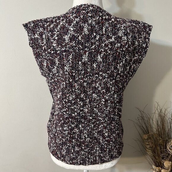 Vtg Decouve Women Sweater Sleeveless Vest V-neck Wool Blend Multicolor Size M - Picture 2 of 5